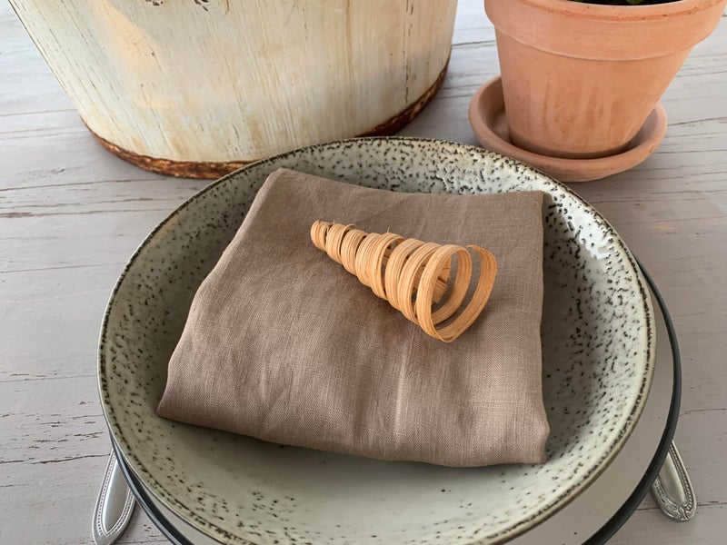 Eight Owls Linen Napkins â€“100% French Flax â€“ Stonewashed Pure Linen Cloth Napkins - Size 18 Inch x 18 Inch â€“ Set of 4 (Natural Rustic Taupe) - Image 3